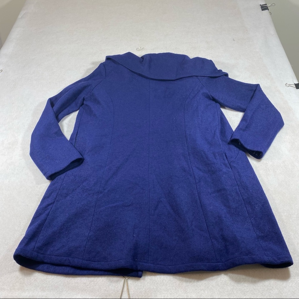PIKO Open Wool Cloak Coat Blue Large long sleeve Cape Wool blend woman’s… - Picture 16 of 16